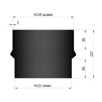 Ofenrohr Erweiterung 120 mm auf 130 mm, schwarz