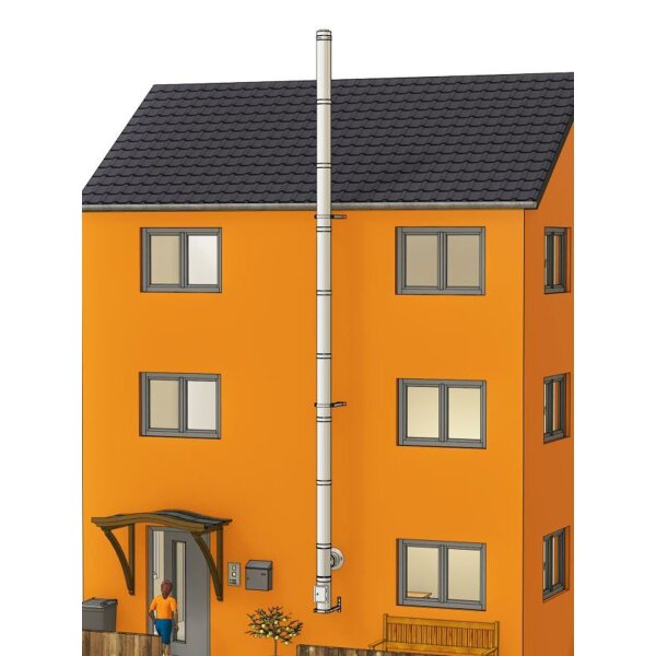 Edelstahlschornstein Bausatz doppelwandig der GÜNSTIGE 9,20 m, Ø 130 mm