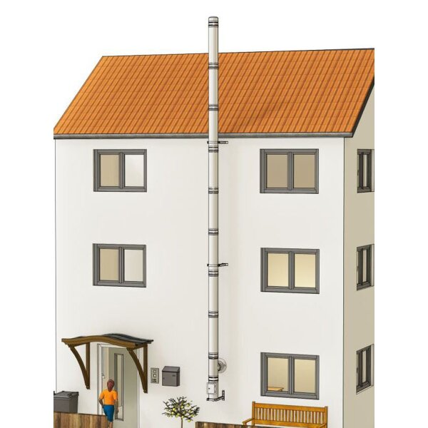 Edelstahlschornstein Bausatz doppelwandig der PROFI 9,30 m, Ø 150 mm