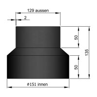 Ofenrohr Reduktion 150mm auf 130mm, schwarz