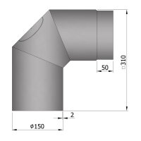 Ofenrohr Bogen 90° mit Tür 150 mm