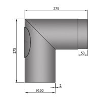 Ofenrohr Bogen/Winkel 90° spitz, mit Tür 150 mm
